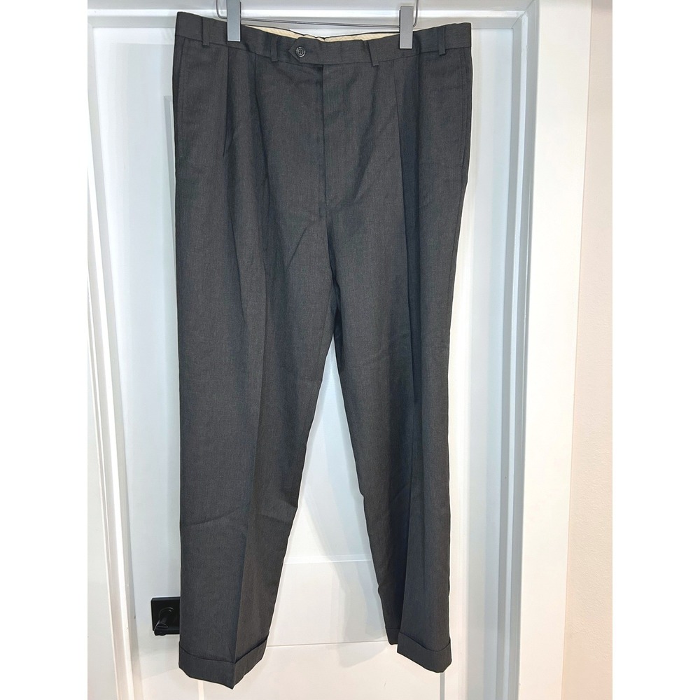 Lauren Ralph Lauren Mens Charcoal Gray Pleated Dress Pants Cuffed 38x32